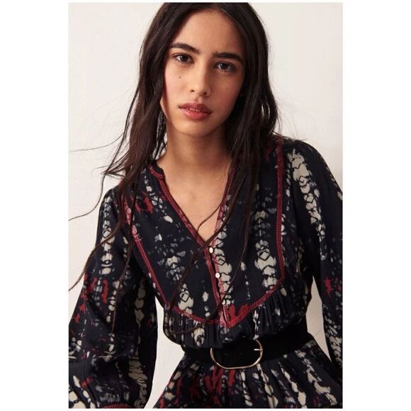 Ba&Sh Isolde Black Tie Dye Maxi Dress Size S - Picture 2 of 14